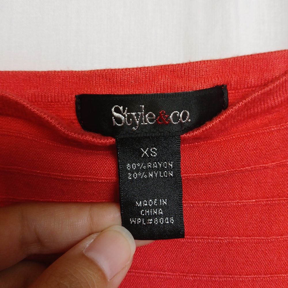 Style & Co. Vibrant Red Ribbed Blouse - Picture 4 of 6